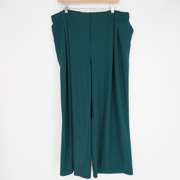 HALARA Pants - Halara Wide Leg High Waist Work Pants Womens XL Teal Green Waffle Stretch Casual